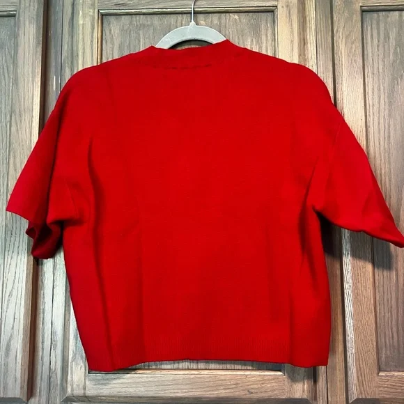 Abercrombie & Fitch Red Crewneck Sweater Tee - Picture 2 of 3